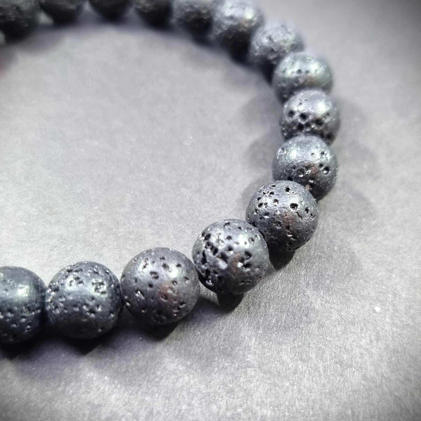 Seven Chakra Style Glass Bead & Natural Lava Rock Bracelet