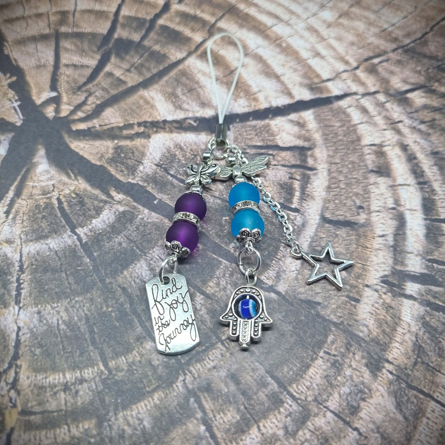 Hamsa Evil Eye Star Rondelle Phone Charm