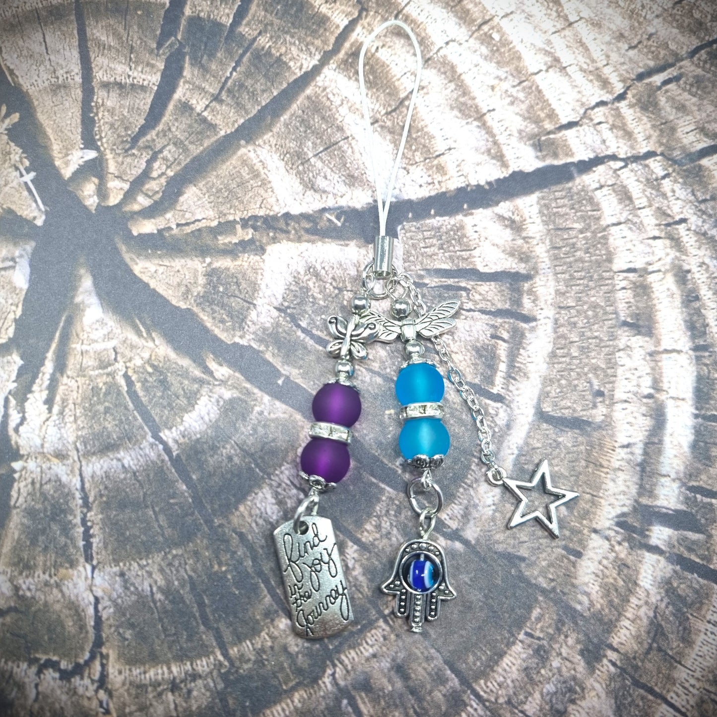 Hamsa Evil Eye Star Rondelle Phone Charm