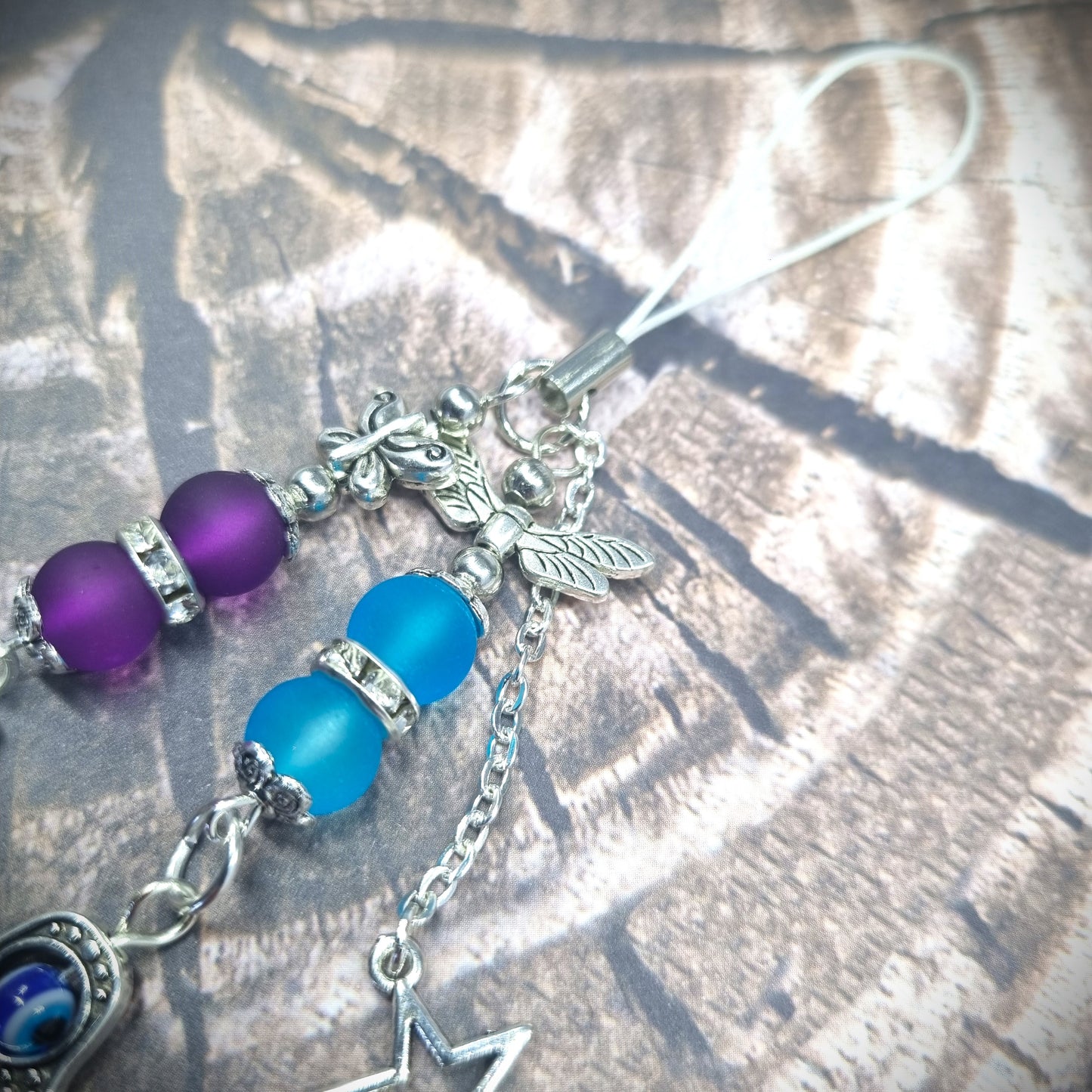 Hamsa Evil Eye Star Rondelle Phone Charm