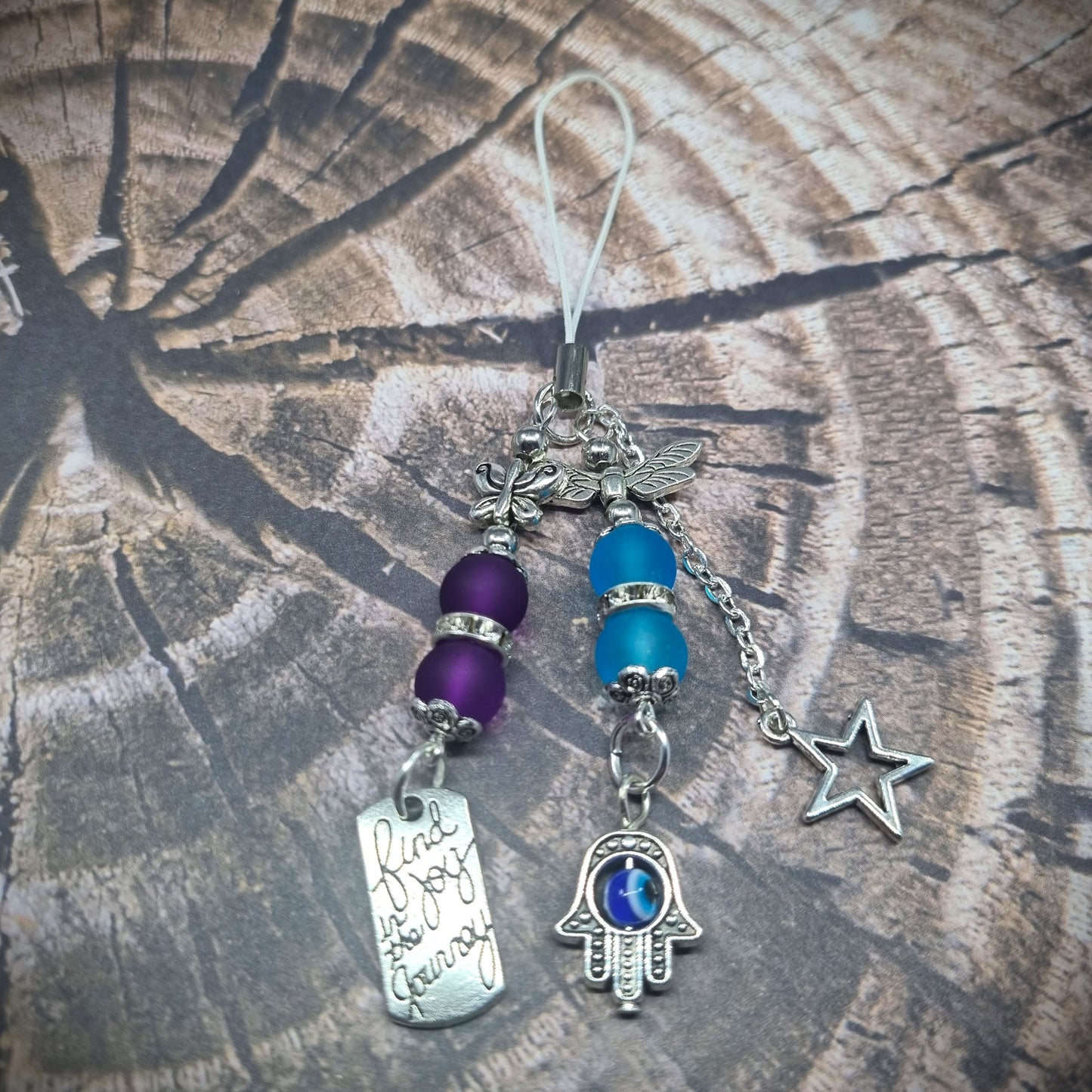 Hamsa Evil Eye Star Rondelle Phone Charm