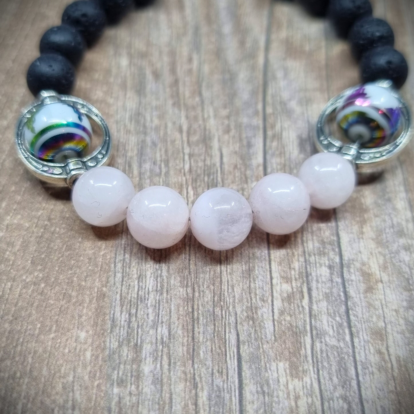 Natural Rose Quartz Chakra Meditation Beads Lava Rock Essential Oil Bracelet