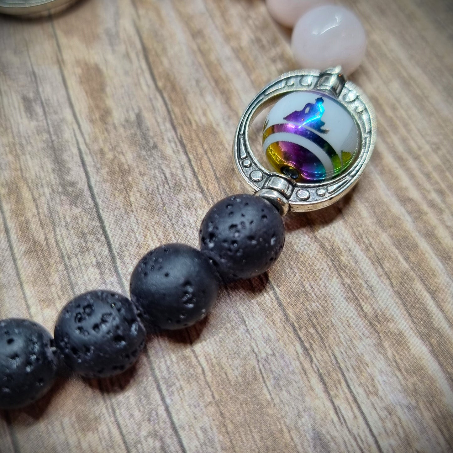 Natural Rose Quartz Chakra Meditation Beads Lava Rock Essential Oil Bracelet