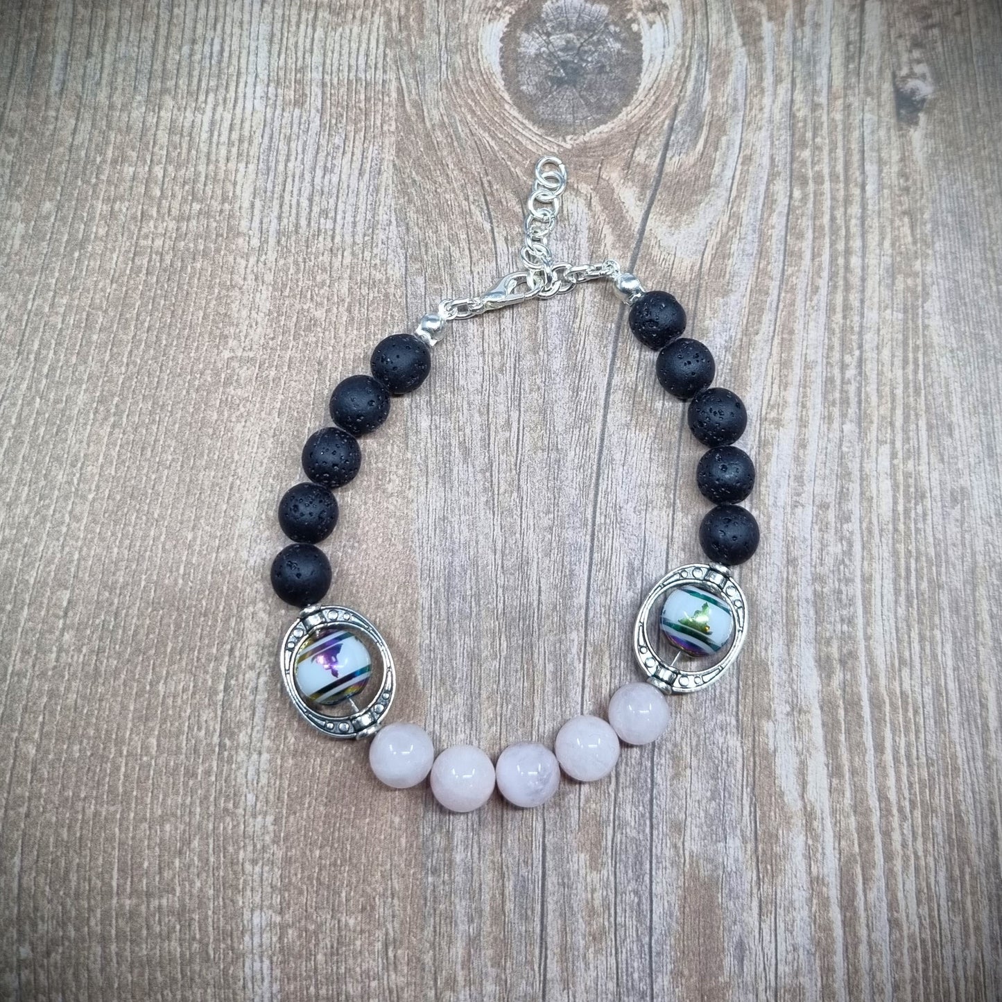 Natural Rose Quartz Chakra Meditation Beads Lava Rock Essential Oil Bracelet
