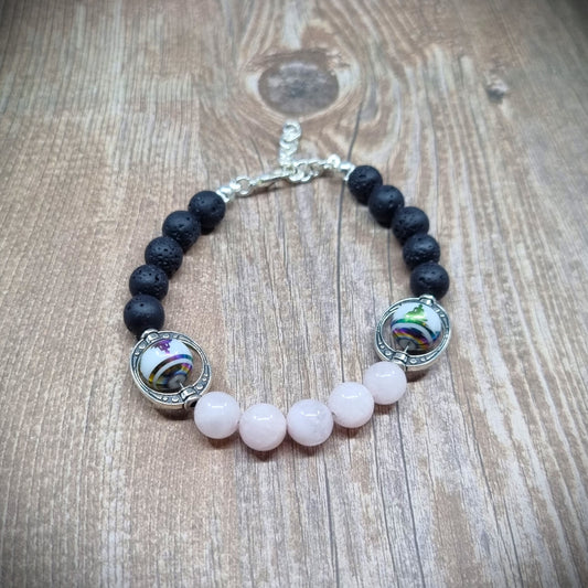 Natural Rose Quartz Chakra Meditation Beads Lava Rock Essential Oil Bracelet