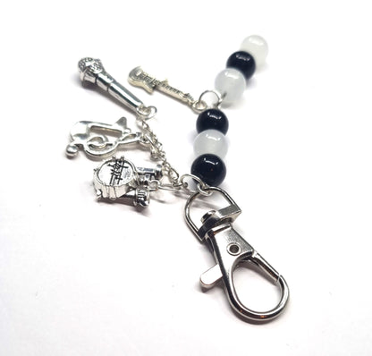Music Inspired Keyring with Instrument Charms